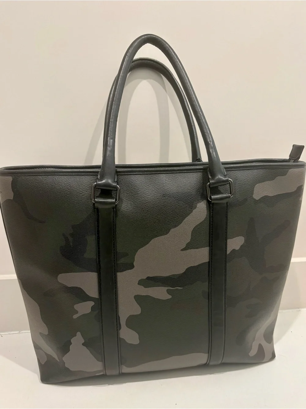 Coach Metropolitan Gray Black Camo Leather Tote Laptop Business Bag
